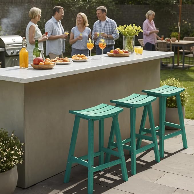 Ciokea 2 Set 29" Outdoor Bar Stools Heavy Duty HDPE Outdoor Stools Weatherproof - Image 6
