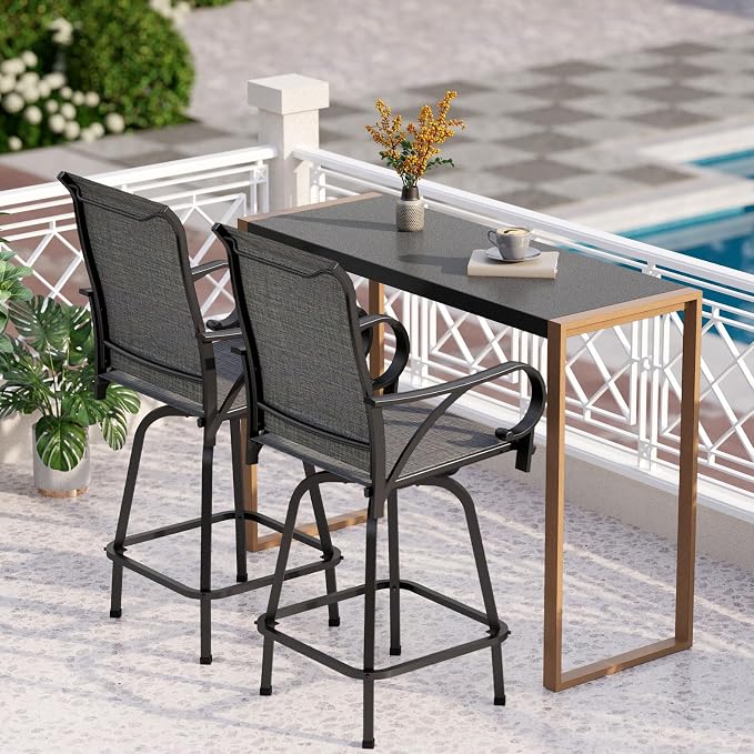 PHI VILLA 3 Piece Outdoor Bar Set, Bar Height Patio Bistro Table and Bar Chairs by PHIVILLAThepioneerofcomfortablehouseholdsupplies