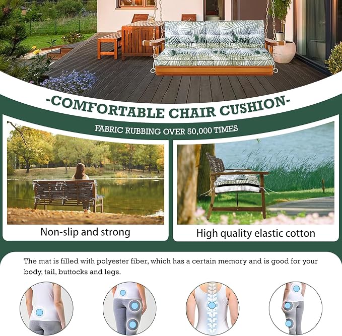 Outside Benches Cushion with Backrest, Thicken Waterproof Swing Cushions 2/3 - Image 2
