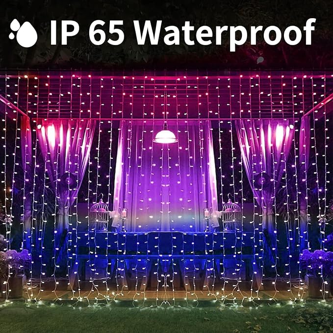300 LED Solar Curtain Lights Outdoor Indoor Solar Christmas Lights Fairy Window - Image 3