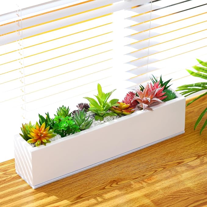 16.1 x 3.2 x 3.5 Inch Long Rectangular Planter Box Window Sill Plant Box Metal - Image 2