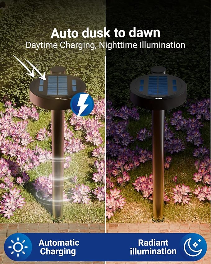 Sunco 6 Pack 2W LED Solar Pathway Walkway Backyard Garden Patio Residential - Image 5