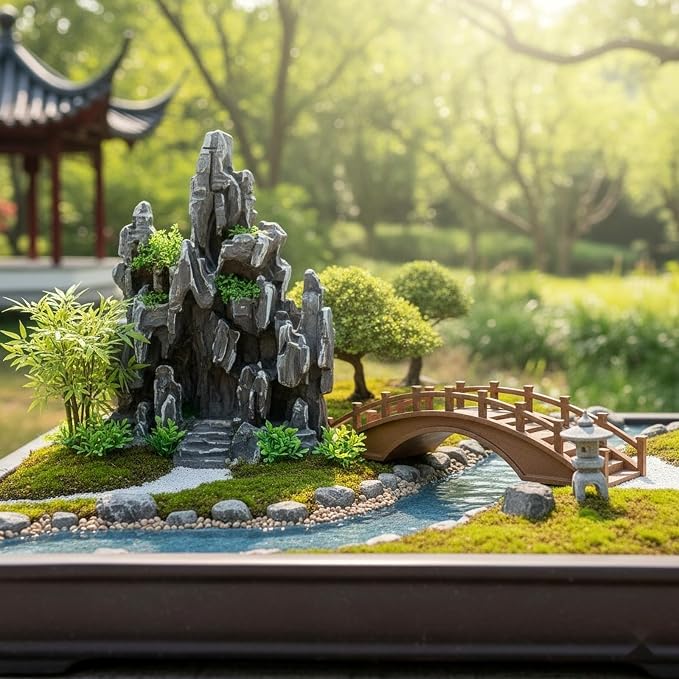 LOGOFUN Miniature Wood Arch Bridge Figurine Mini Wood Bridge Model Tiny Arch - Image 7