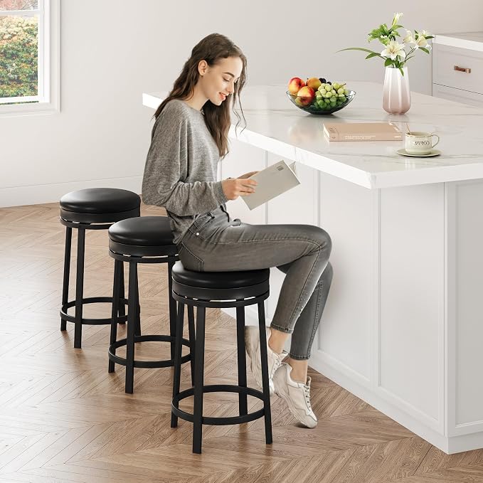 IDEALHOUSE 24'' Swivel Bar Stools Set of 2 - Image 4