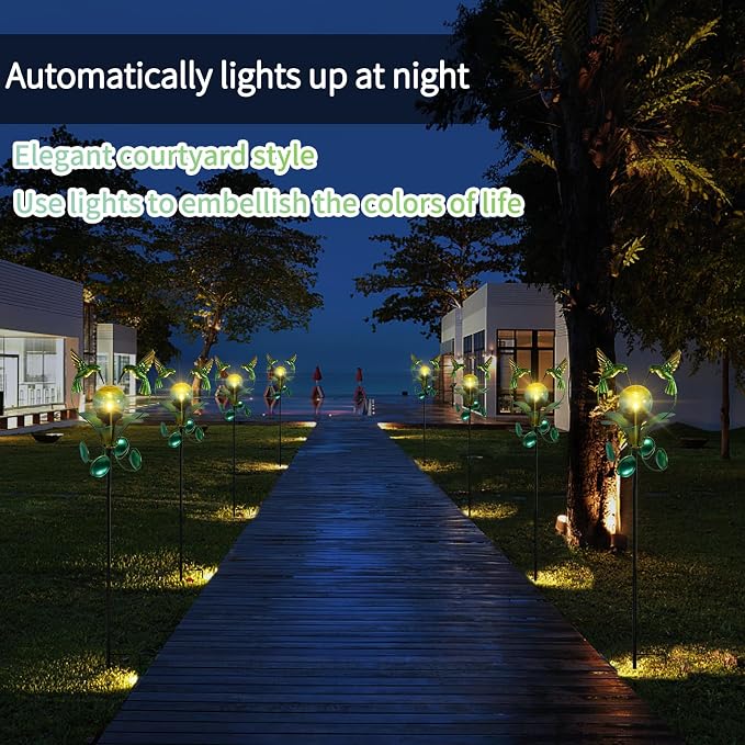 Solar Lights Outdoor Metal Garden Stake Waterproof Crackle Glass Globe Garden - Image 5