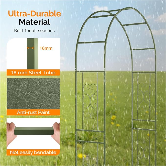 VINGLI Garden Arch Trellis, 7.6ft Arch Trellis - Image 6