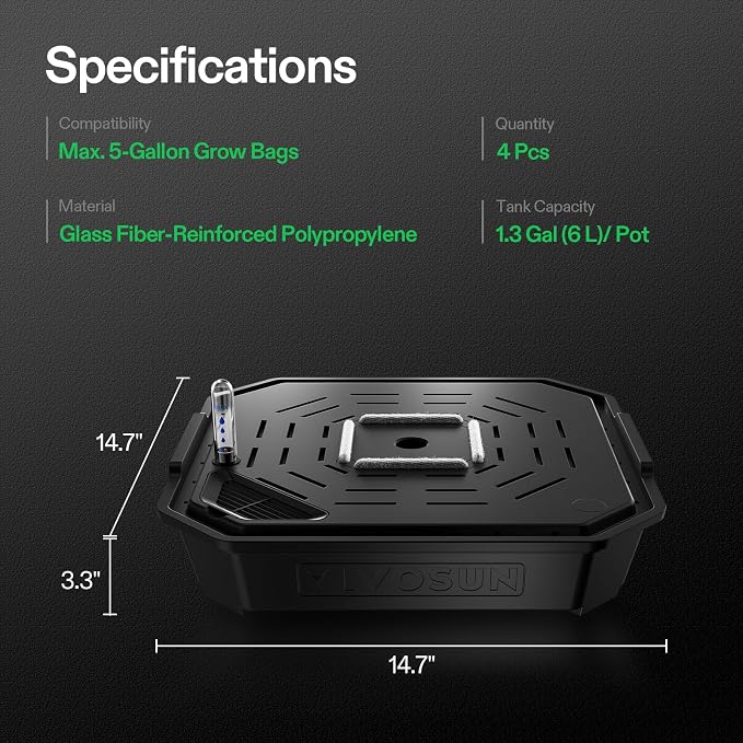 VIVOSUN 4-Pack FlexFeed Self-Watering Pots, Auto Irrigation Fabric Pot Base - Image 4