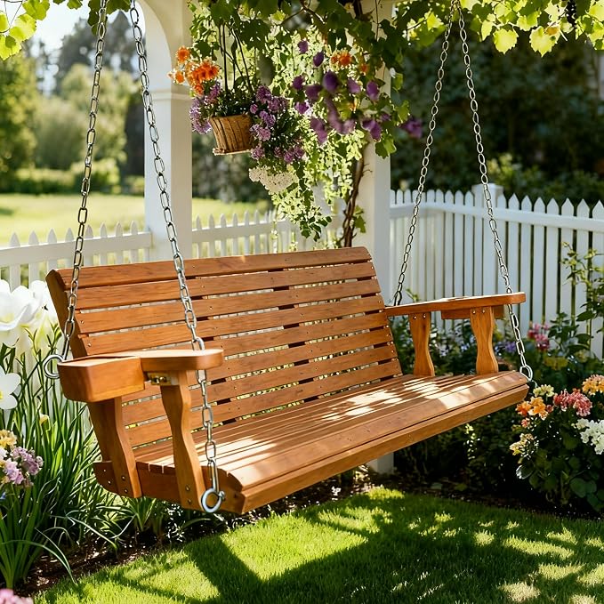 Wooden Porch Swing 3-Seater, Bench Swing - Image 2