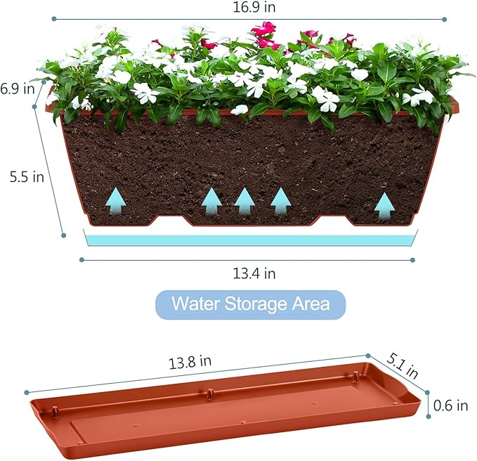 smusei Window Boxes Planters 17’’ Railing Planter Box - Image 4