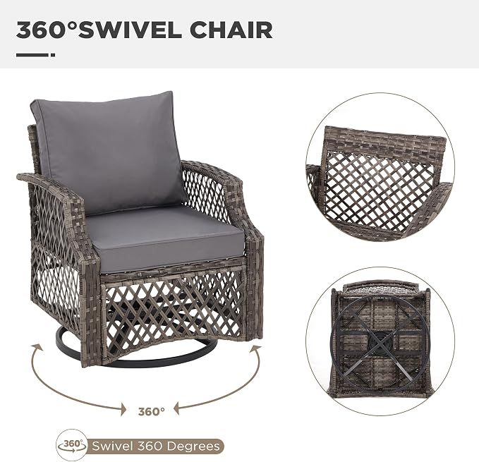 HOMREST 6 Piece Patio Furniture Set, Wicker Outdoor Conversation Sofa Set - Image 4