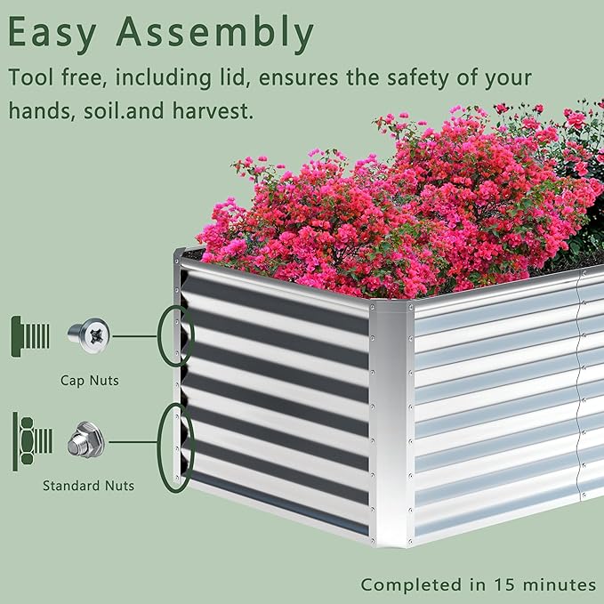 4x2x2FT Galvanized Raised Garden Bed, Planter Raised Beds-Metal Garden Box - Image 7