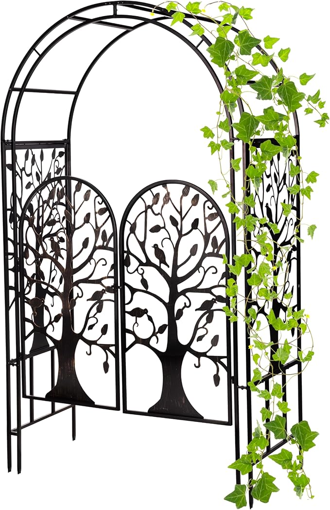 Plow & Hearth Arch Metal Outdoor Garden Arbor, 84 inches Tall, Iron Trellis by EvergreenGarden