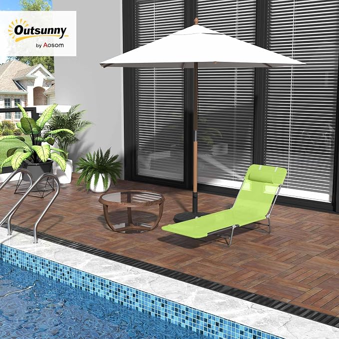Outsunny Folding Chaise Lounge Pool Chairs, Outdoor Sun Tanning Chairs - Image 2