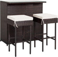 HAPPYGRILL 3PCS Patio Bar Set Rattan Wicker Bar Stools & Table by HAPPYGRILL