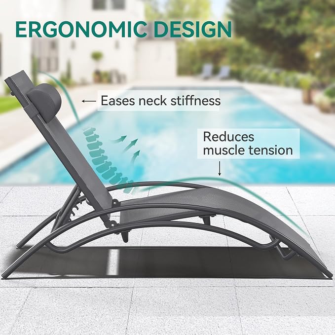 YITAHOME Outdoor Chaise Lounge Chair Set of 6, Pool Lounge Chairs - Image 3