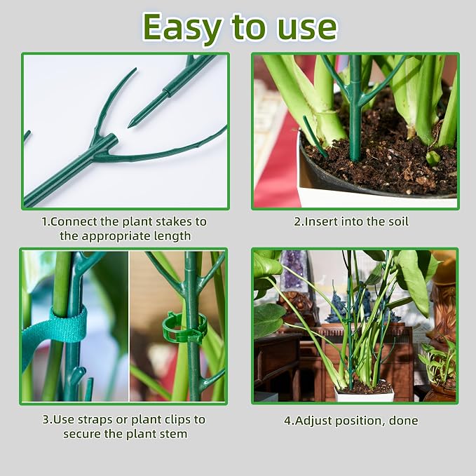 10 Pack Adjustable Plant Support Stakes, Stackable Plant Support Pole - Image 7