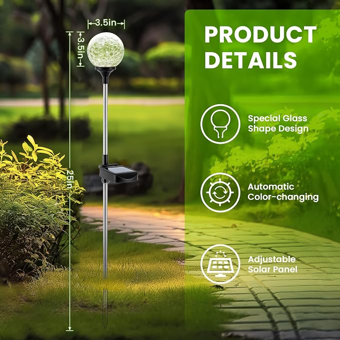 GIGALUMI Solar Garden Lights 6 Pack, Outdoor Solar Lights - Image 6