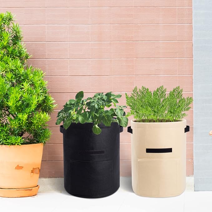 4 Pack Potato Growing Bag with Flap 10 Gallon Planter Pots with Handles and - Image 8