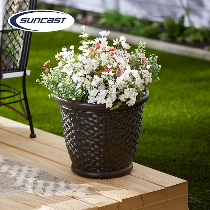 Suncast 4 Pack Sonora 18 Inch Lightweight Durable Plastic Wicker Decorative - Image 4