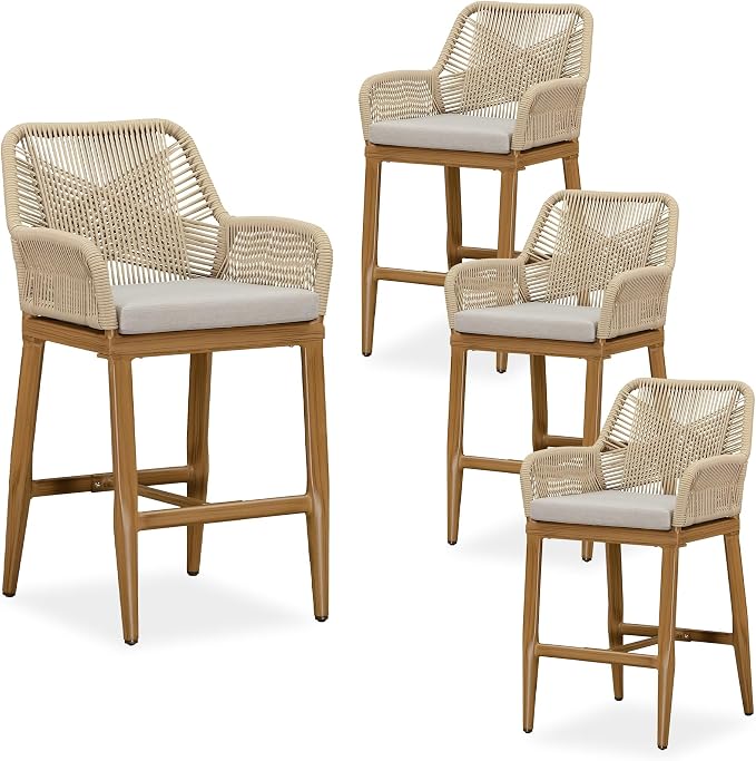 PURPLE LEAF Outdoor 24" Counter Height Bar Stools Chair Set of 4, All Weather - Image 7