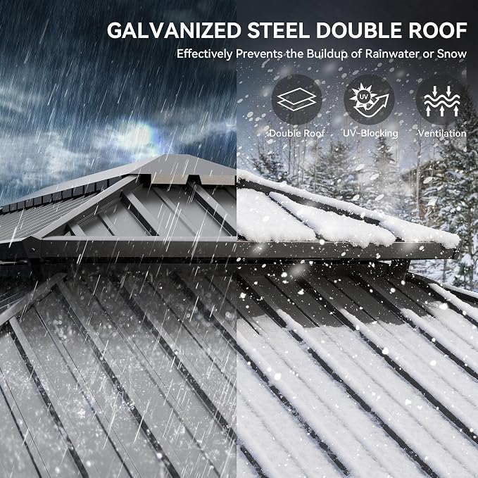YITAHOME 12x20ft Gazebo Hardtop Canopy Heavy Duty Double Roof Outdoor - Image 4