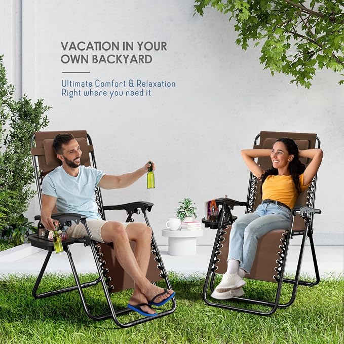 Nestl Zero Gravity Chairs Set of 4, Patio Lounge Chair Outdoor - Image 9