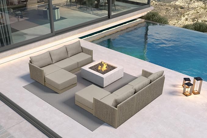 PURPLE LEAF Patio Furniture Set 8 Pieces Outdoor Conversation Sets PP Rope by PURPLELEAF