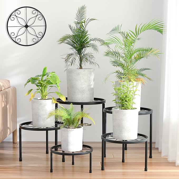 5-Pack Decent Metal Plant Stands, Heavy Duty Flower Pot Stands by Linpla