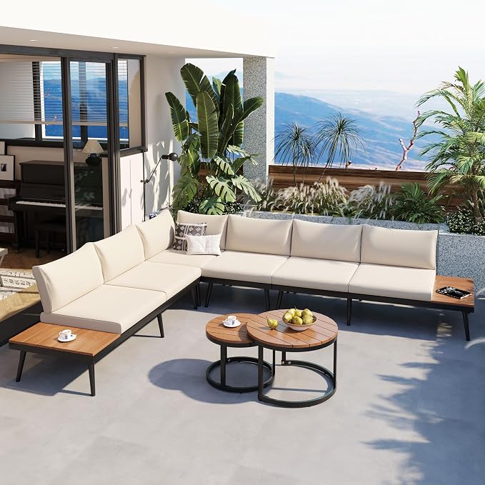 LUMISOL 6 Piece Patio Furniture Set, Outdoor Sectional Sofa Set by LUMISOL