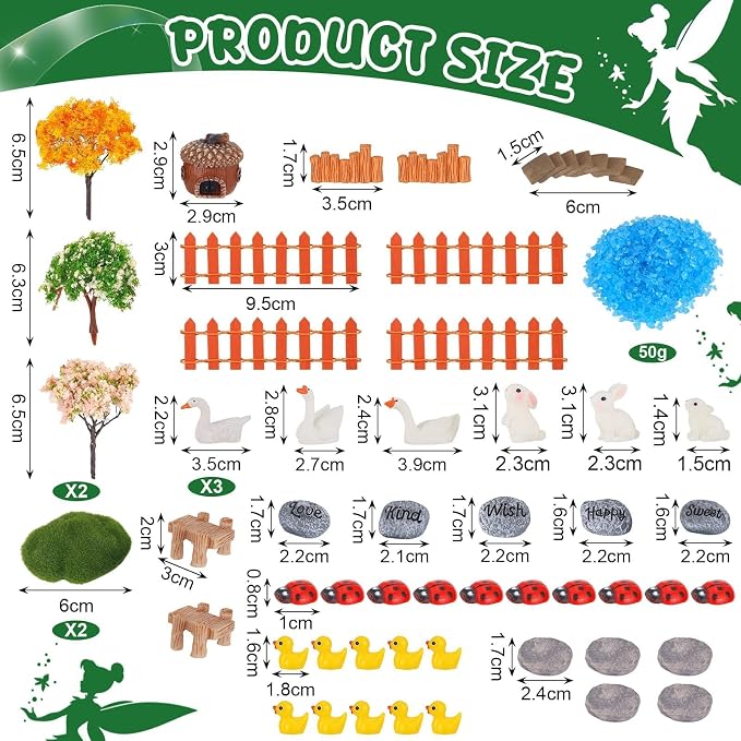 92 PCS Mini Fairy Garden Accessories Kit Cute Tiny Figurines Set DIY Micro - Image 4