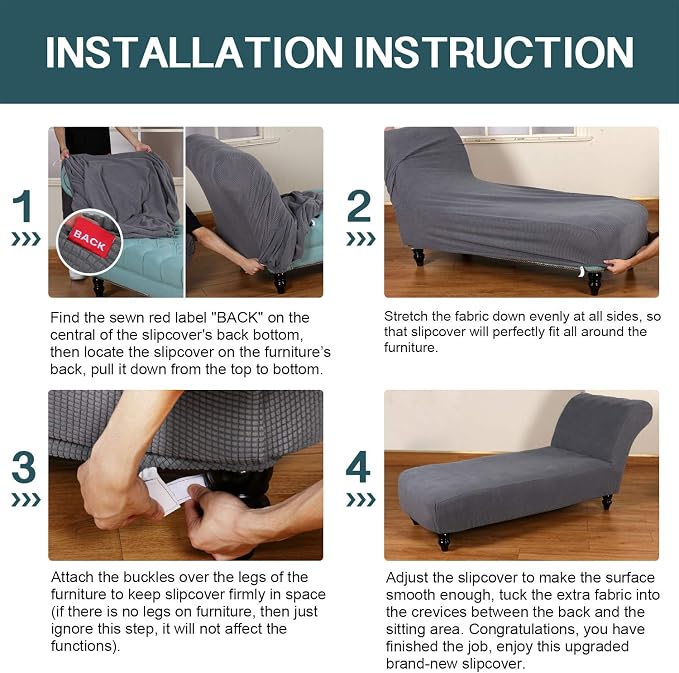 FantasDecor Chaise Lounge Cover Stretch Armless Chair Slipcover - Image 7