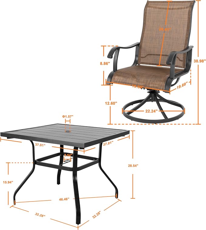 NUU GARDEN Outdoor Dining Set 5-Piece Patio Set - Image 2
