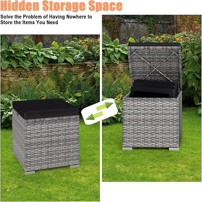 RELAX4LIFE Wicker Outdoor Storage Ottoman - Image 4