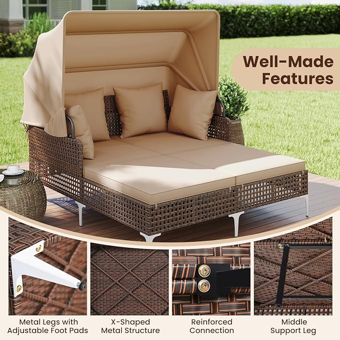 Tangkula Outdoor Rattan Daybed - Image 9