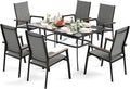 Sophia & William Outdoor Dining Set 7 Pieces, 6 x Aluminum Stackable Chair by SophiaWilliam