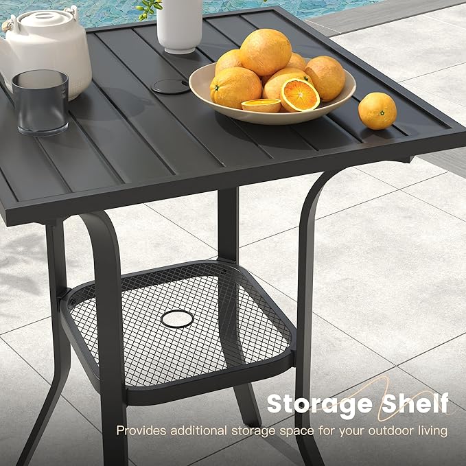 VICLLAX Patio Bar Height Table, Outdoor Square Bistro Table - Image 5