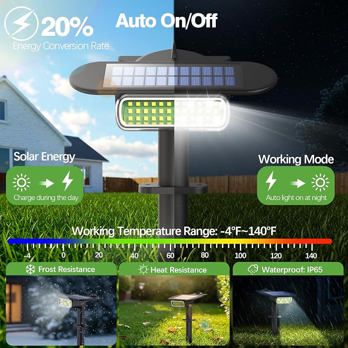 4 Pack Solar Spot Lights Outdoor Waterproof IP68, Auto On/Off Bright Solar - Image 5