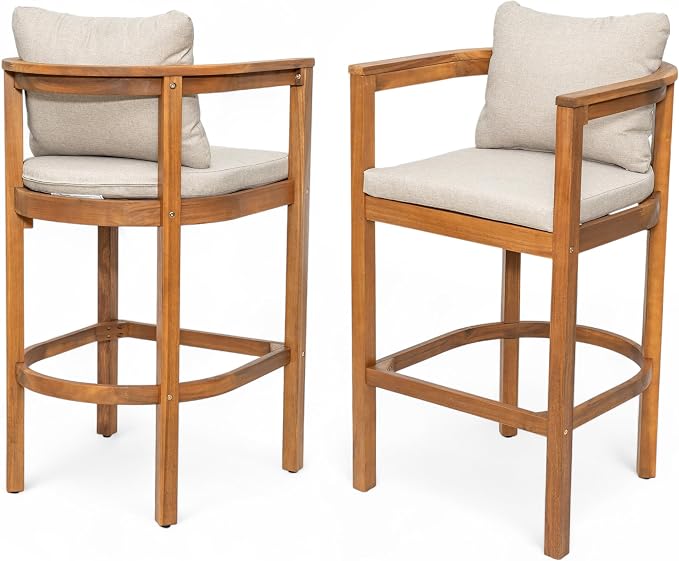Christopher Knight Home Kuart Acacia Wood Outdoor Bar Stool Set of 2 - Image 6