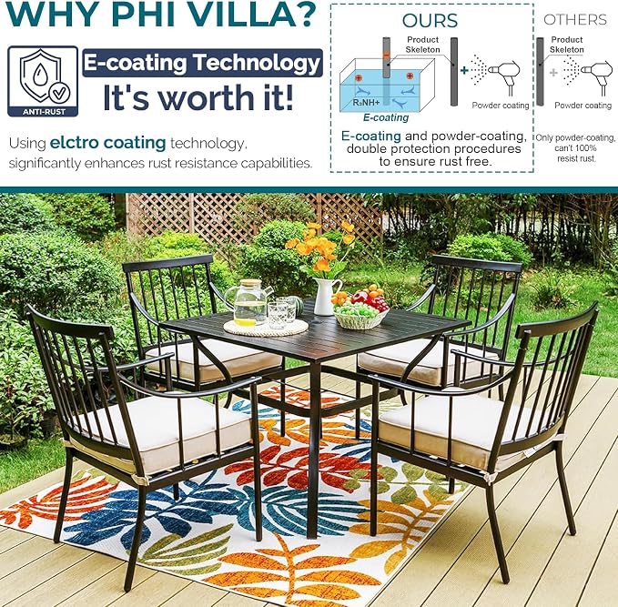 PHI VILLA 5 Piece Outdoor Dining Set - Image 2