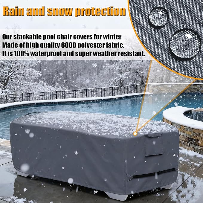Outdoor Chaise Lounge Cover for 4-6 Stackable Patio Chaise Lounge Chairs - Image 3
