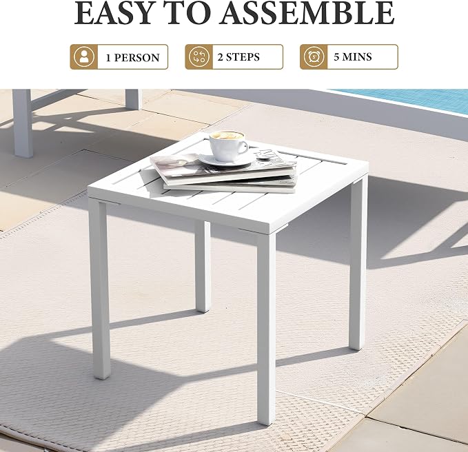 Crestlive Products Aluminum Outdoor Side Table, Pool Lounge Chair Side Table - Image 9