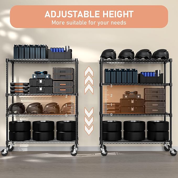 53" W Storage Shelves 1760LBS 4 Tier Metal Shelving Unit - Image 6