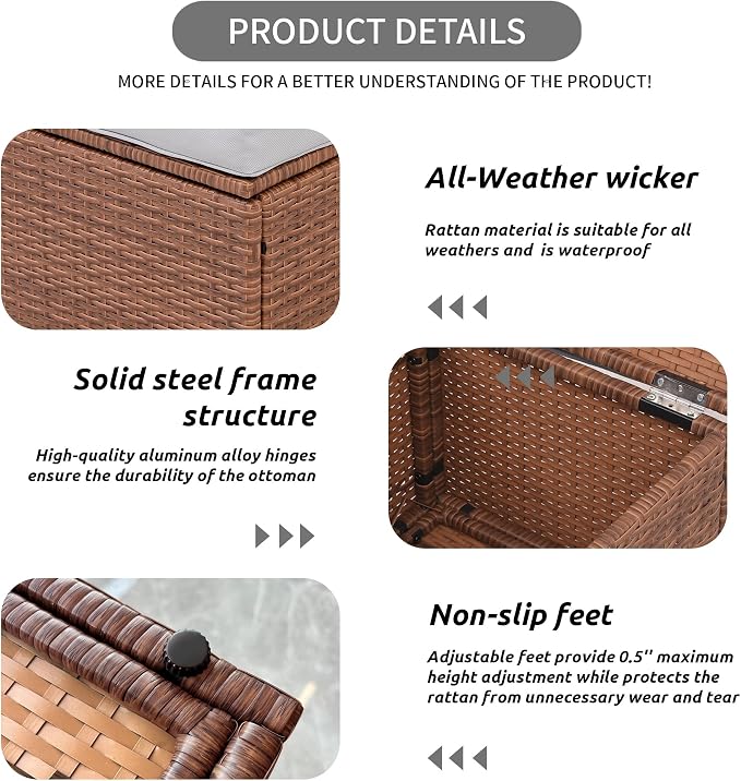 Premium Elegant Gray/Tawny 16.5" 2-Piece w/ 3" Fade-Proof Cushion, All-Weather - Image 5