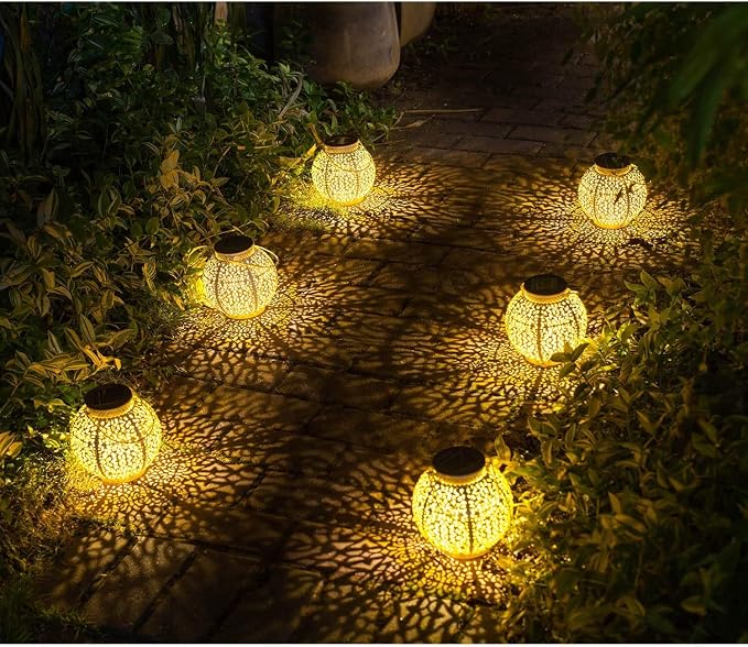 TAKE ME 2 Packs Solar Lanterns Lights Outdoor Waterproof Garden Laterns Metal - Image 6