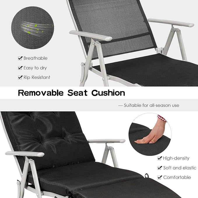 Giantex Chaise Lounge Chair for Outside, Pool Folding Reclining Beach Chair - Image 4