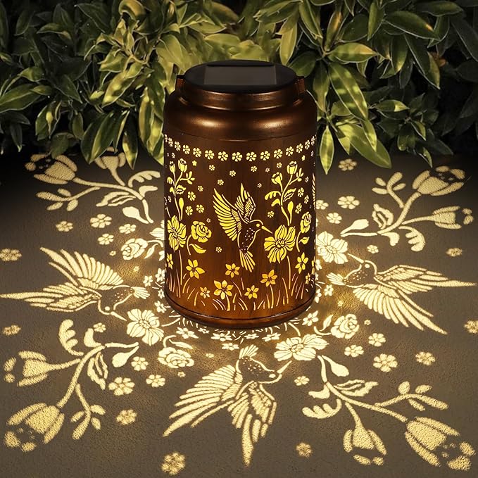 Solar Lanterns Outdoor Waterproof Hummingbird Garden Decor Gifts by Tepaken