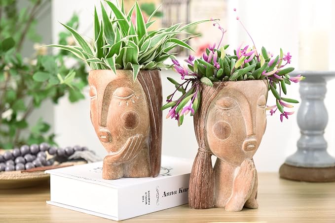 Head Planters for Indoor Plants, Face Flower Pot Head Planter Succulent - Image 9