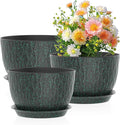 12/10/9 inch Large Plant Pots, 3 Pack Wide Flower Pots by Meowell