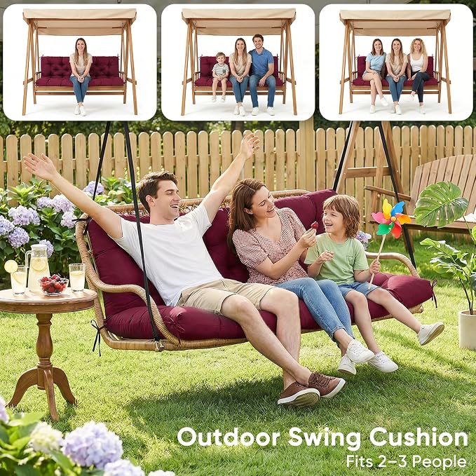 Waterproof Porch Swing Cushions 60 Inch, 2 3-Seater Replacement - Image 6