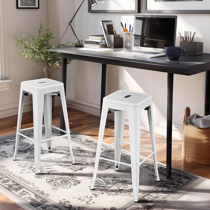 Yaheetech 30'' Metal Bar Stools 4PCS Bar Height Barstools Stackable Bar Chairs - Image 9